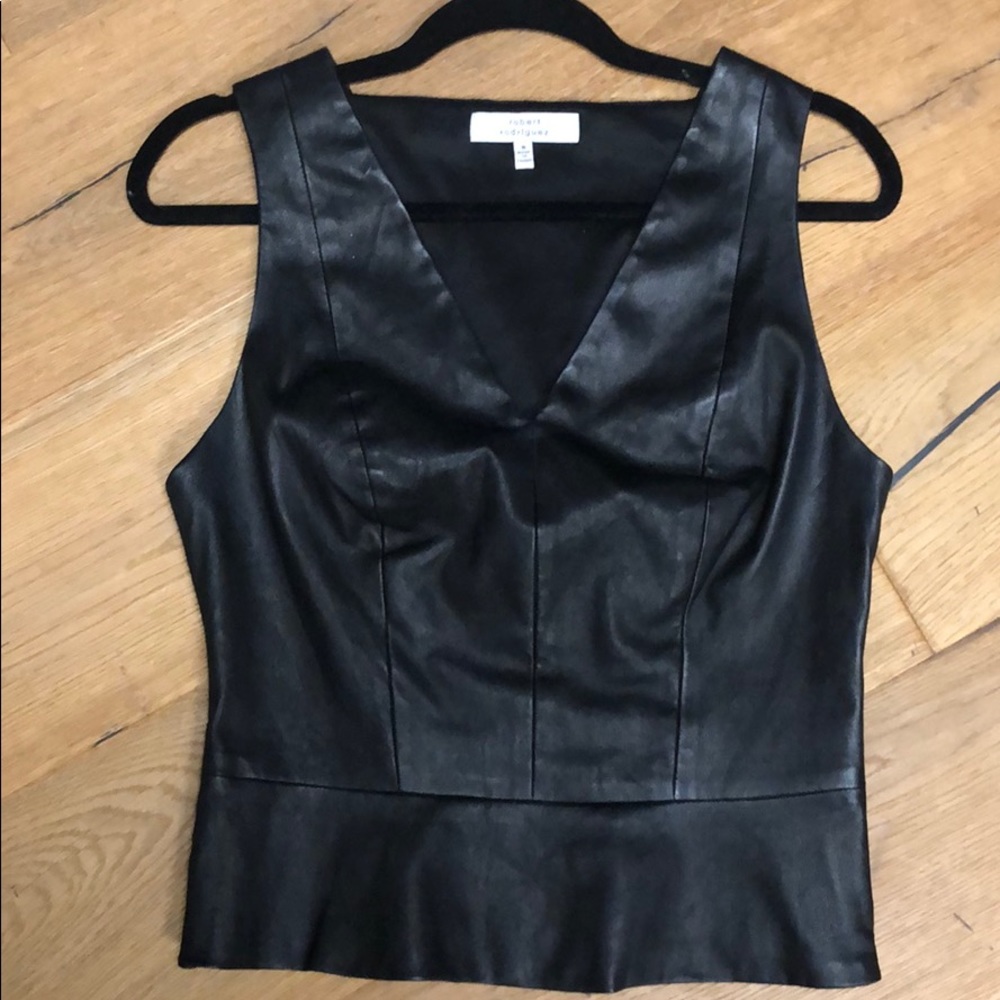Robert Rodriquez Leather Peplum Top